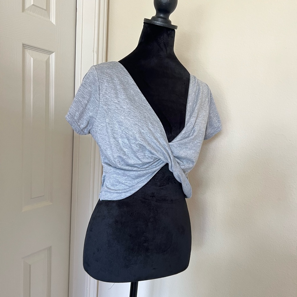 White Crop Tie Front Short Sleeve T-Shirt